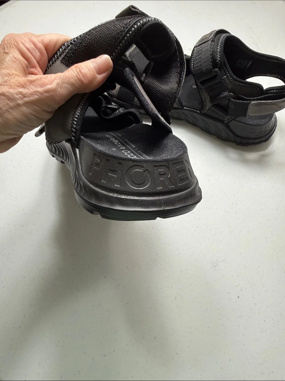 Ecco Men's Black and Gray Adjustable Outdoor Sandals